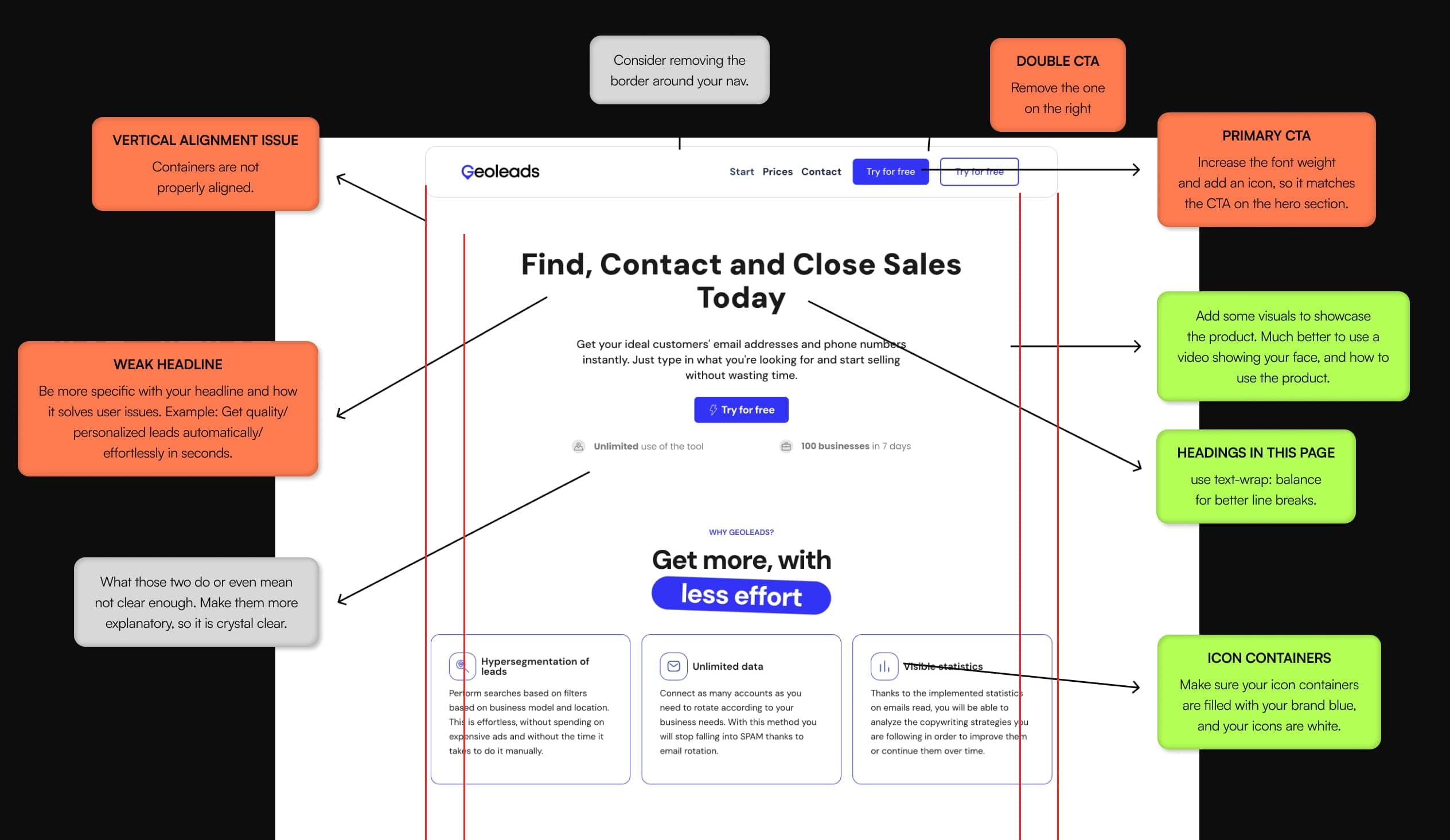 GeoLeads - Design audit